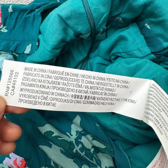 Minkpink Ruffle Floral Romper Womens small Green Long Sleeve V-Neck Summer Boho - Picture 7 of 15